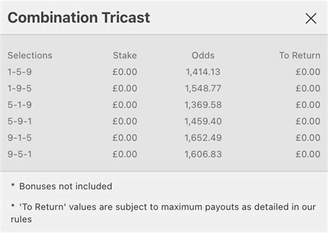 Forecast & Tricast Bets .